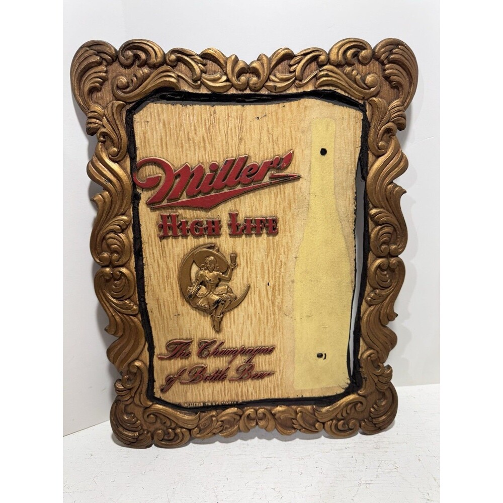 Miller High Life Girl On The Moon DAMAGED Bar Sign SEE PICTURES